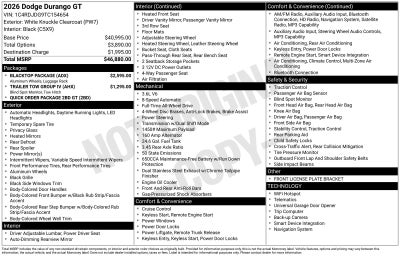 2026 Dodge Durango DURANGO GT AWD