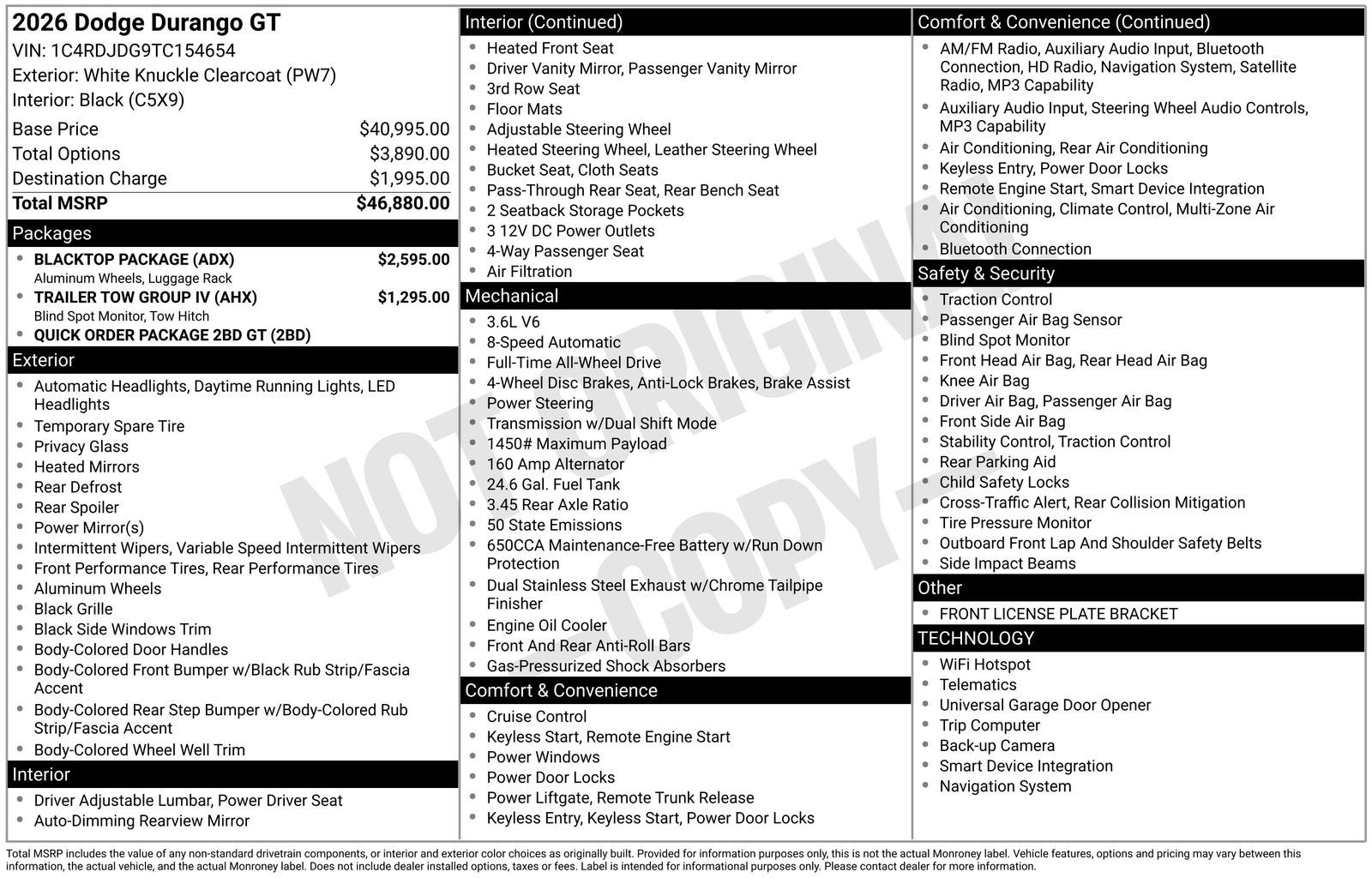 2026 Dodge Durango DURANGO GT AWD