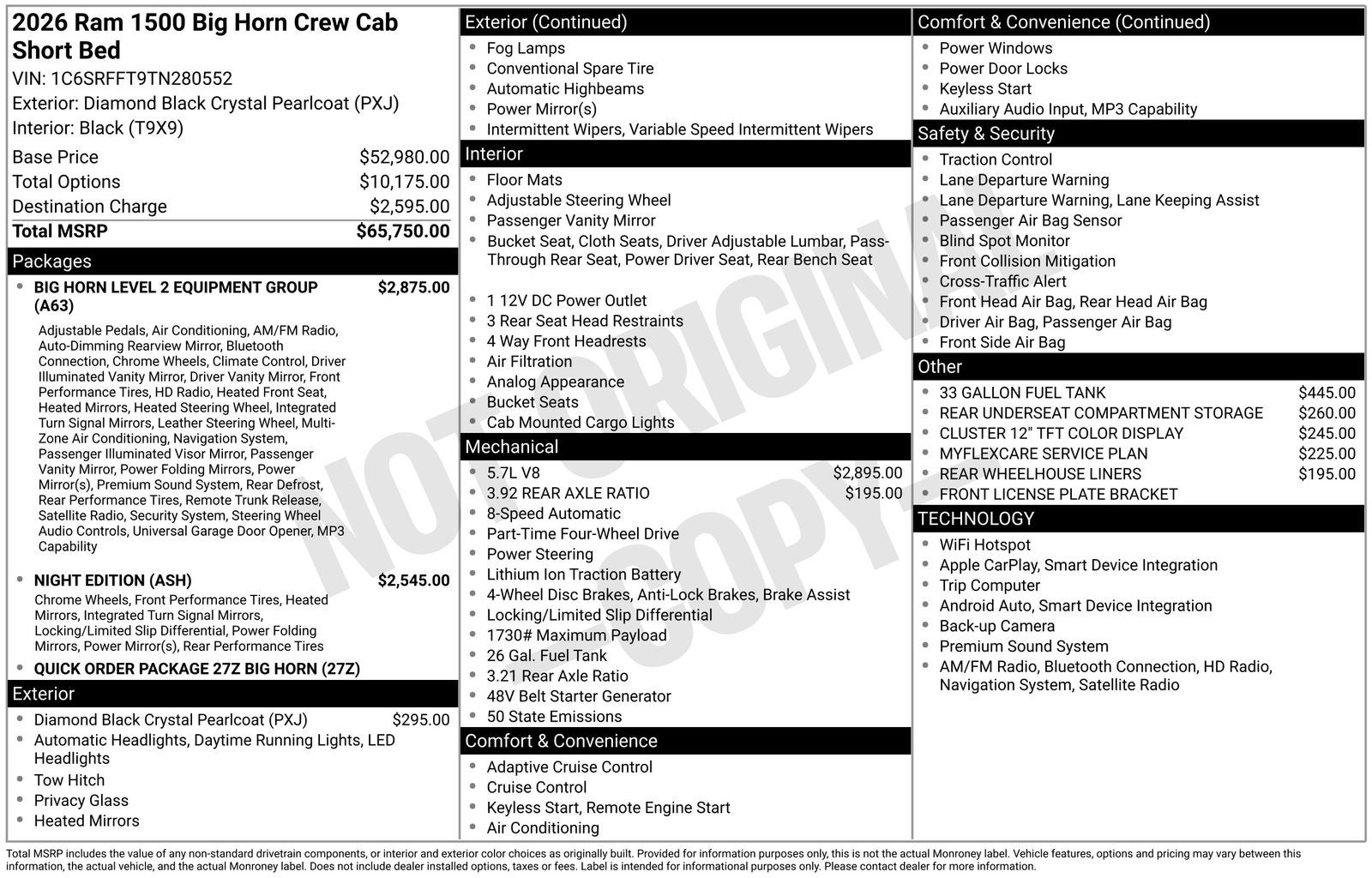 2026 RAM Ram 1500 RAM 1500 BIG HORN CREW CAB 4X4 5'7' BOX