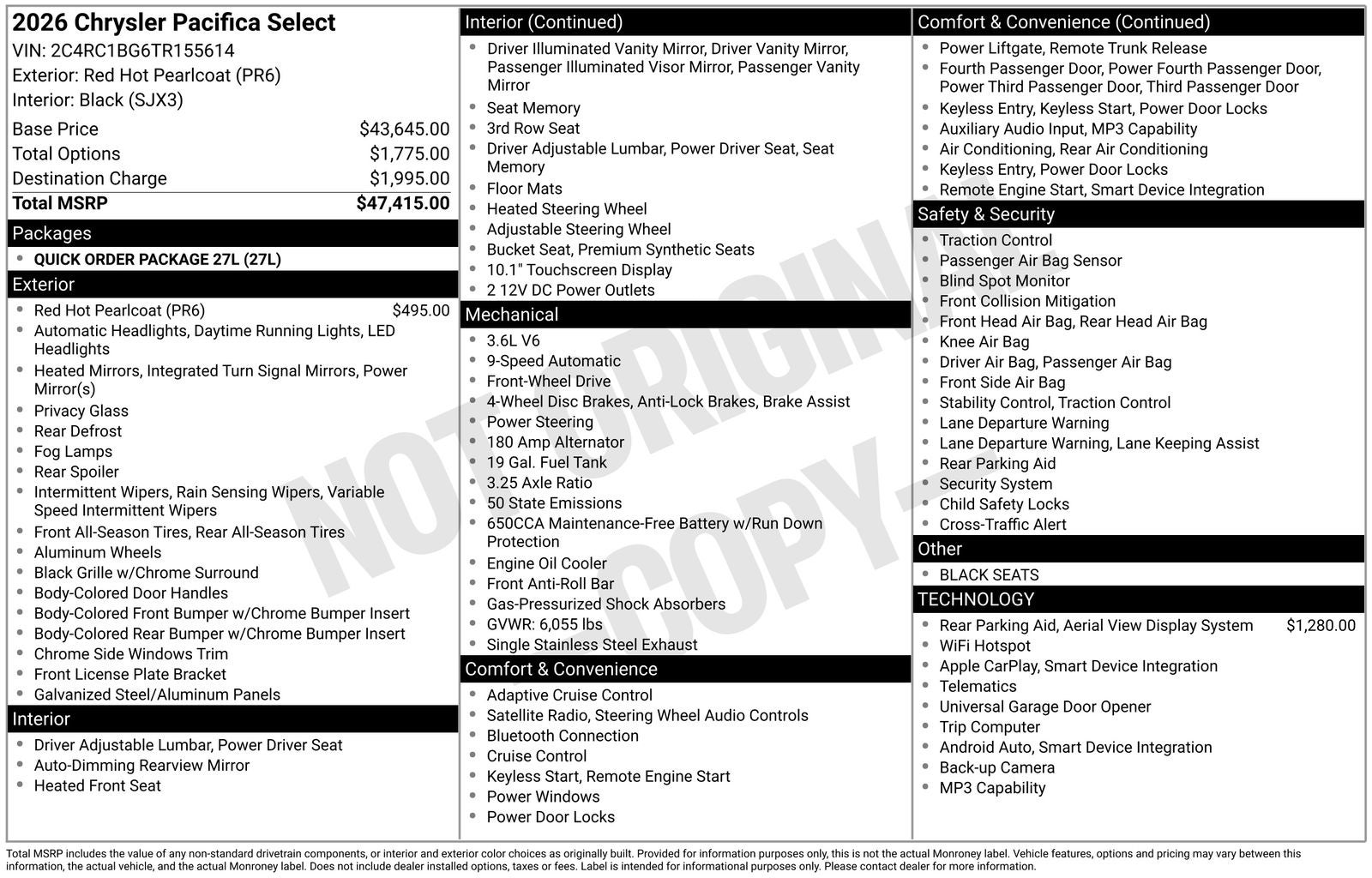 2026 Chrysler Pacifica PACIFICA SELECT