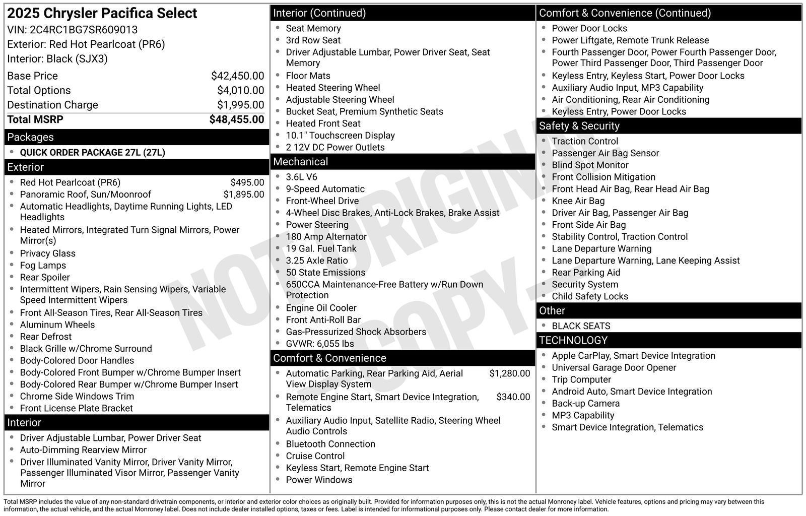 2025 Chrysler Pacifica PACIFICA SELECT